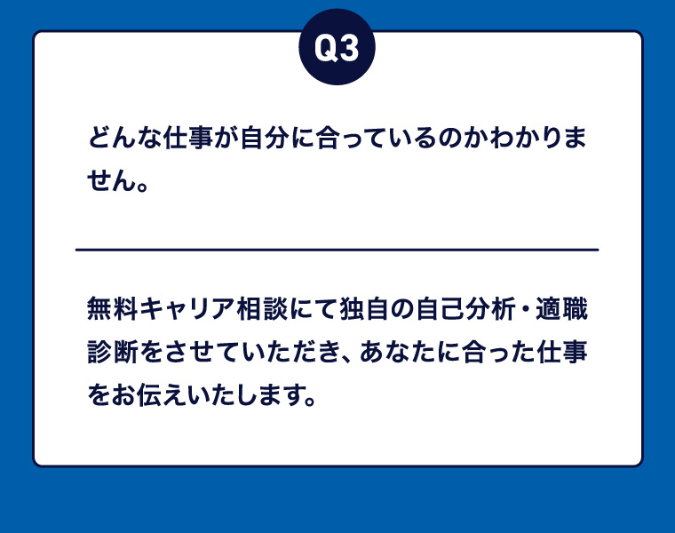 Q3 どんな仕事が自分に合っているのかわかりません。