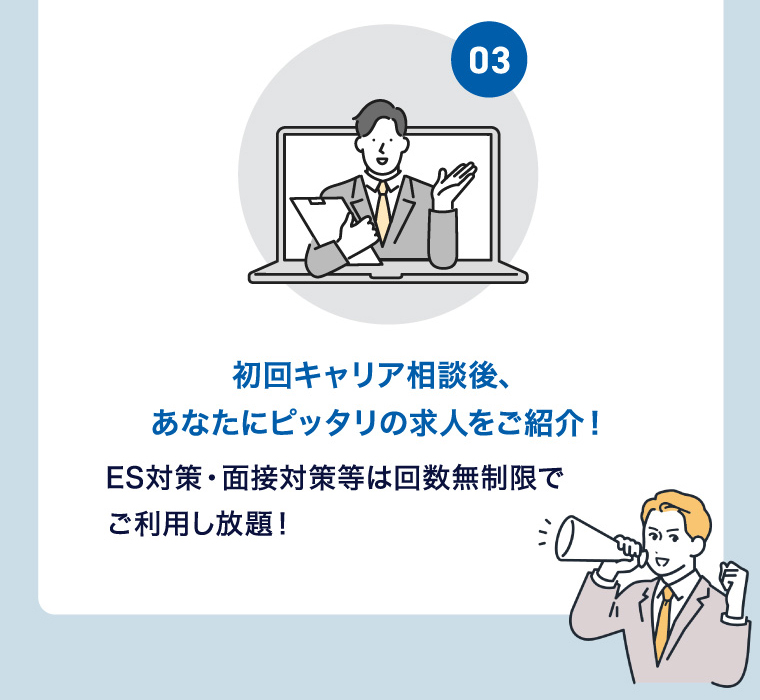 ③初回キャリア相談後、あなたにピッタリの求人をご紹介！